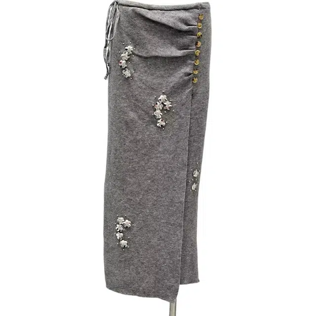 桴生 修身辣妹针织打底衫高级感内搭上衣+半身裙裙装套装 女款