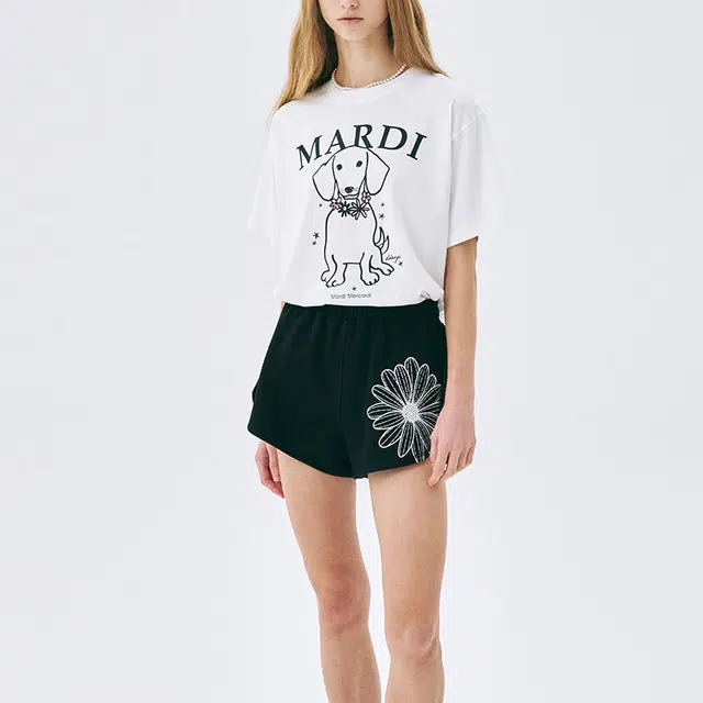 MARDI MERCREDI TSHIRT SWING THE TAIL DDANJI FLOWER NECKLACE_IVORY PINK SS25 T