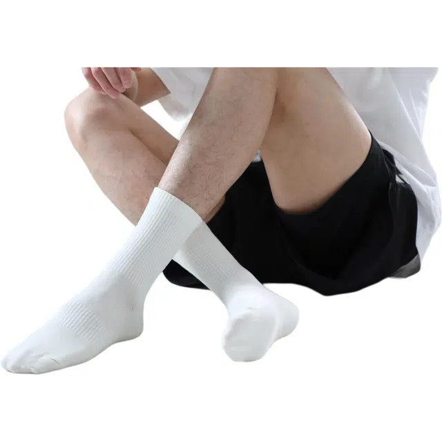 匹克 简约休闲运动透气吸汗跑步防臭抗菌中筒袜 男女同款 白色
