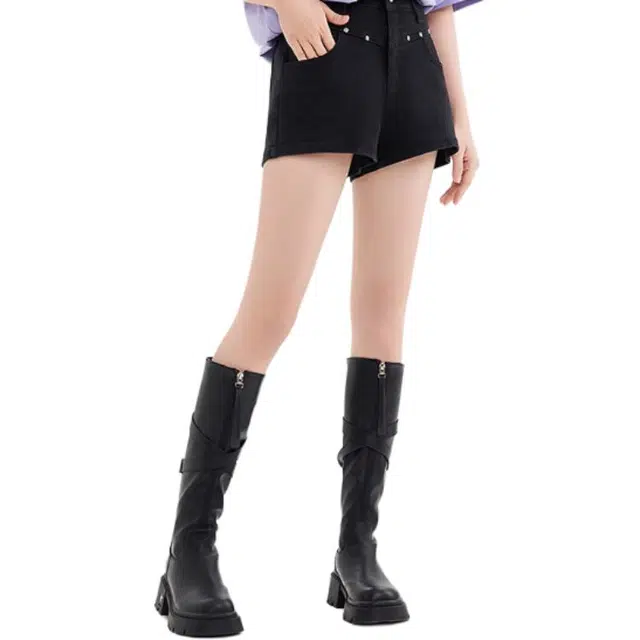 三福 拉链通勤休闲牛仔短裤 女款