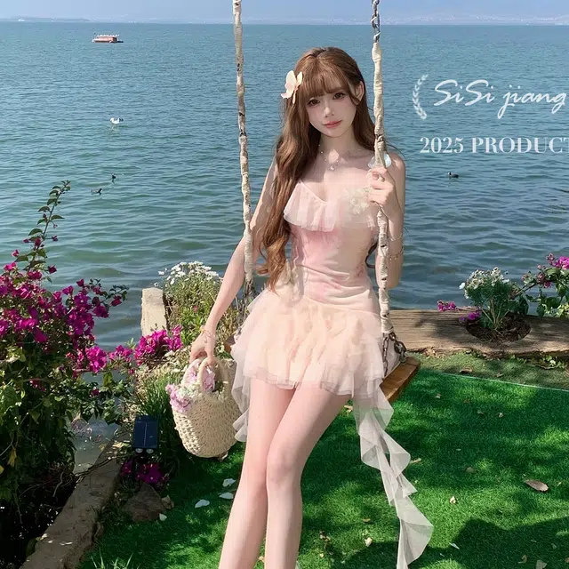 沐晓欣 休闲百搭简约吊带连衣裙 女款 浅粉色