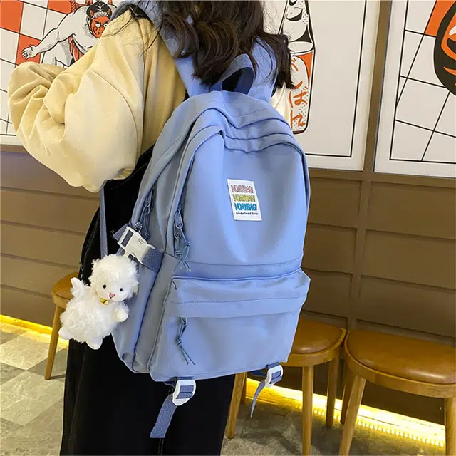 恒源祥 复古风纯色简约时尚学生书包 尼龙 双肩包 男女同款情侣款 多色