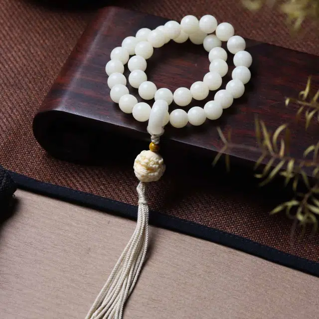 爵倾 圆珠搭配跑环、象牙果抱球貔貅#好运 白玉菩提 珠串 男女同款情侣款