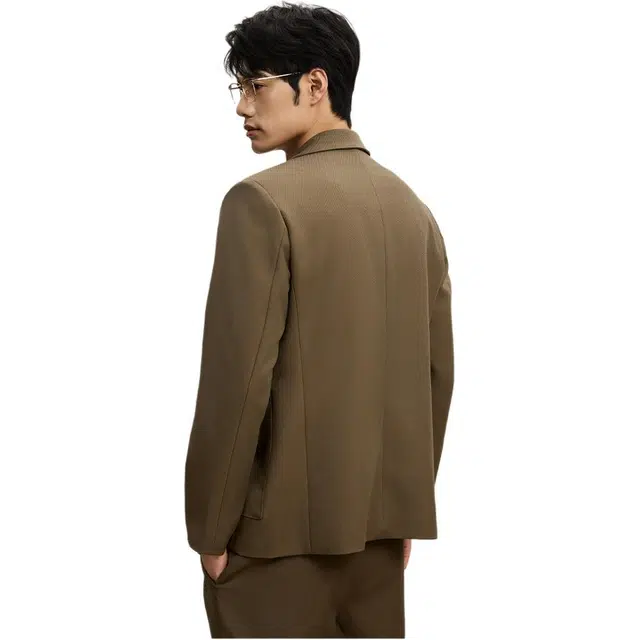 独驰 春季双排扣西服男款浅咖色宽松休闲高级感韩版潮流纯色西装 男女同款
