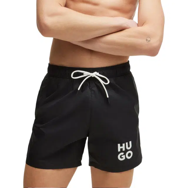 HUGO BOSS Quick-Dry Swim Shorts With Stacked-Logo Print