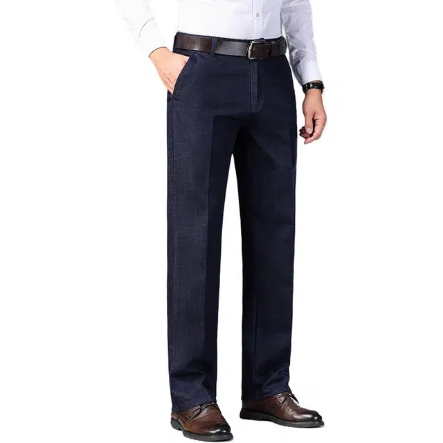 老爷车 男装秋季厚款商务直筒耐磨休闲绅士纯色基础款大众牛仔裤 男款