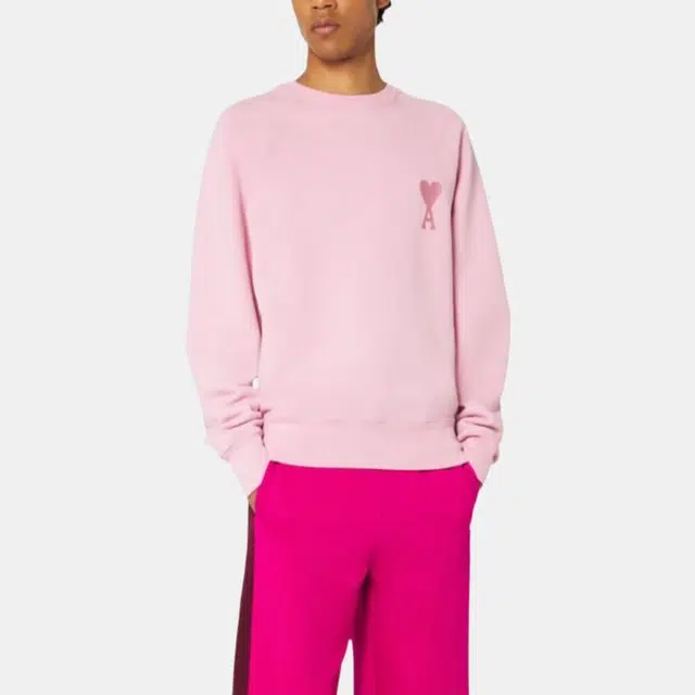 AMIPARIS Logo Embroidered Crewneck Sweatshirt Pink