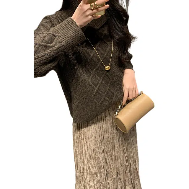 美洋 仿羊驼绒立体绞花法式慵懒风毛衣 女款