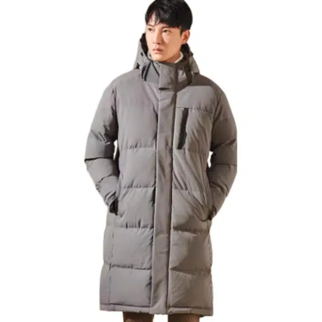 探路者 纯色 拉链 连帽 防泼水 百搭 加厚 羽绒服 男款