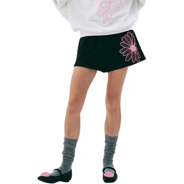 MARDI MERCREDI SS25 SWEAT SHORTS FLOWER_BLACK PINK