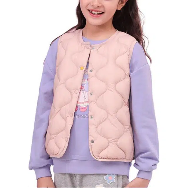 雅鹿 纯色圆领休闲直筒保暖羽绒服 儿童款 粉色