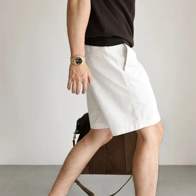 余闲 半松紧透气吸湿精梳棉休闲短裤 男女同款