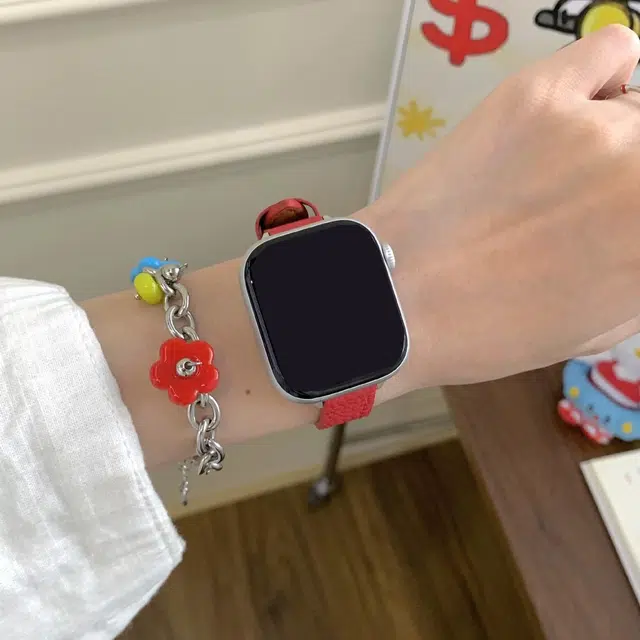 老佳 表带 苹果适用 真皮材质 猫咪荔枝纹男女通用