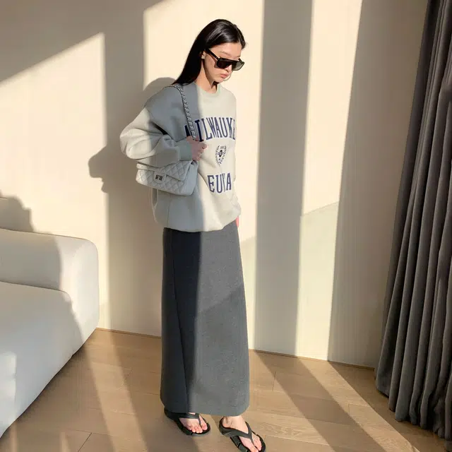 周淼 时尚舒适简约百搭休闲长裙 女款