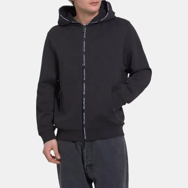 Moncler SS23 Logo Zip Sweatshirt Black