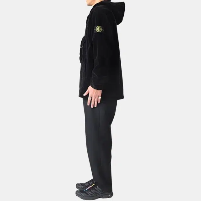 Stone Island FW23 Corduroy Hooded Jacket Black