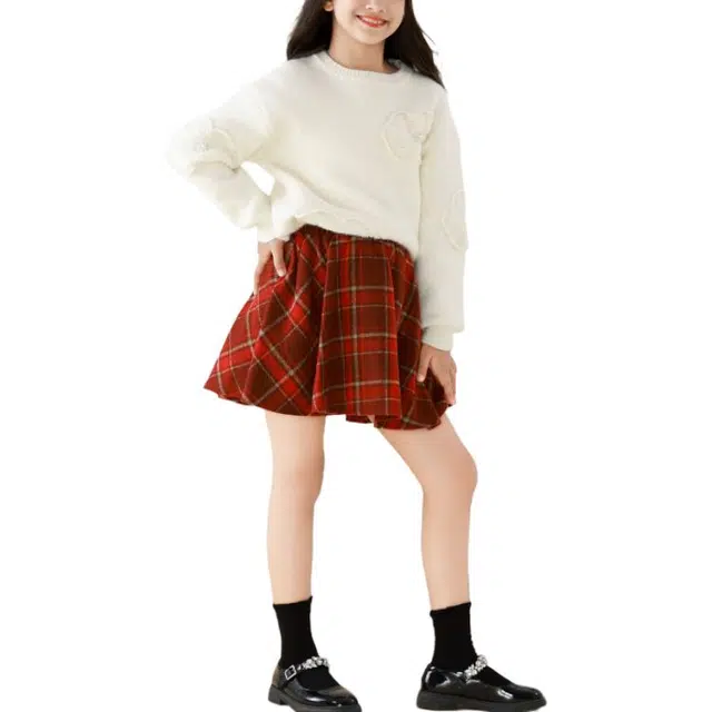 憨憨象 柔软舒适时尚洋气格子短款裙子青少年