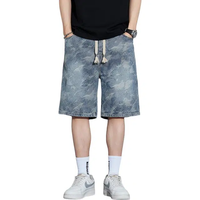 拾个壹先生 多元设计感日常通勤五分裤牛仔短裤 男款