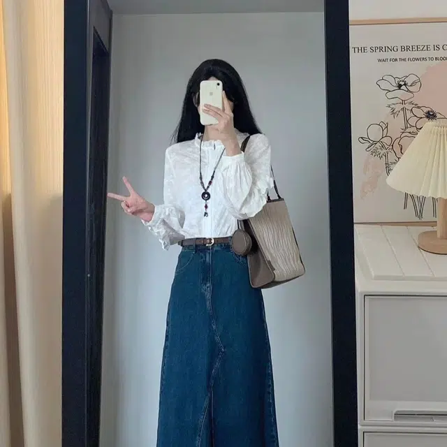 茵曼 法式通勤宽松立领长袖衬衫 女款 米白色