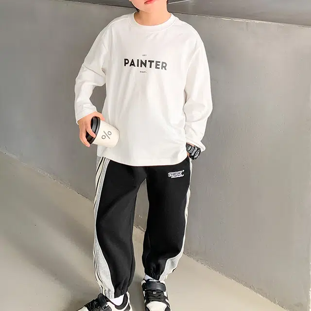 左西 纯色束脚松紧中腰针织运动裤 儿童款