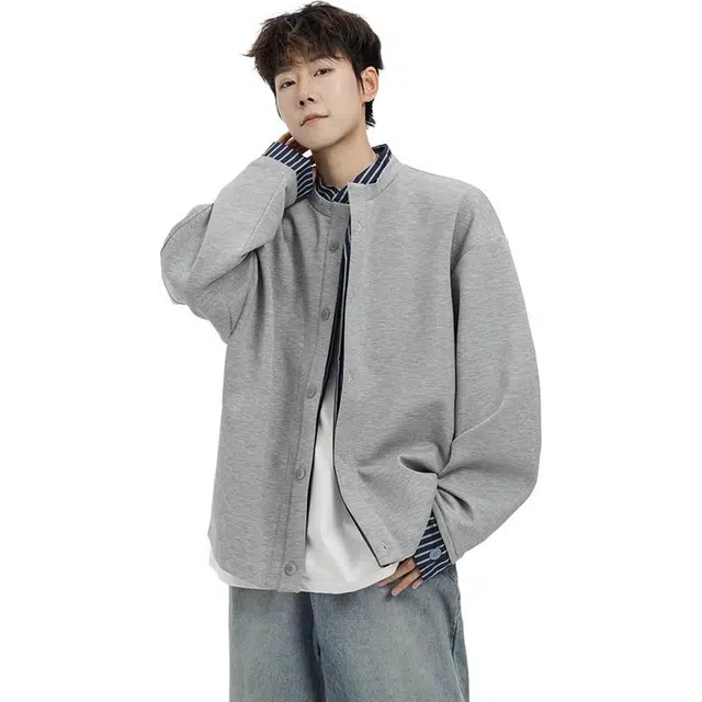 佐菲利 百搭假俩件立领潮流纯色港风长袖卫衣 男女同款