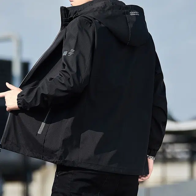 法文箱子 韩版潮流连帽宽松外套时尚百搭休闲透气夹克 男款