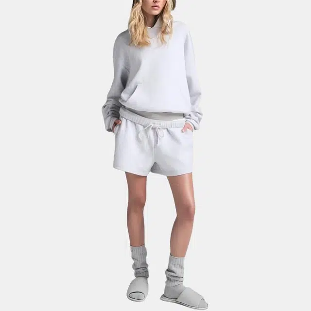 SKIMS COTTON FLEECE CLASSIC HOODIE LIGHT HEATHER GREY