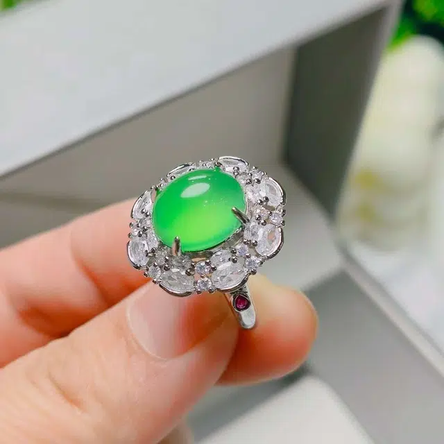 识恩 森系甜美通勤百搭气质时尚优雅文艺小众设计#好运 玉髓 戒指 女款