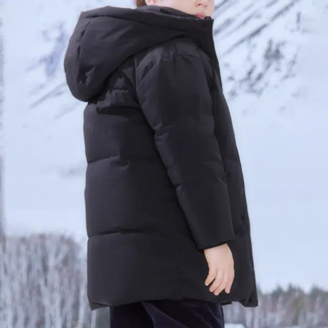 英氏羽绒服 时尚保暖连帽三防白鸭绒中长款长袖 中小童