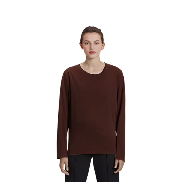 SKIMS FITS EVERYBODY LONG SLEEVE T-SHIRT T COCOA