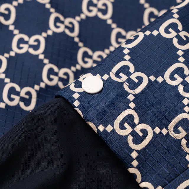 Gucci Printed Zip Hoodie Navy