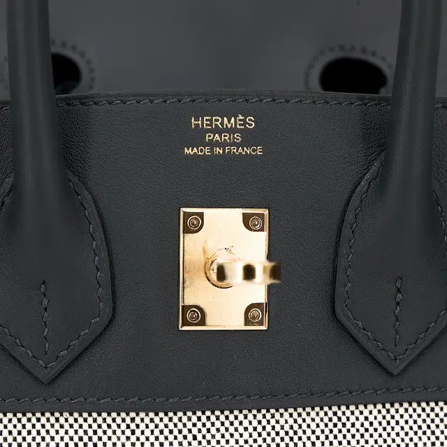HERMES Birkin 25 H0 Gris misty SwiftToile H