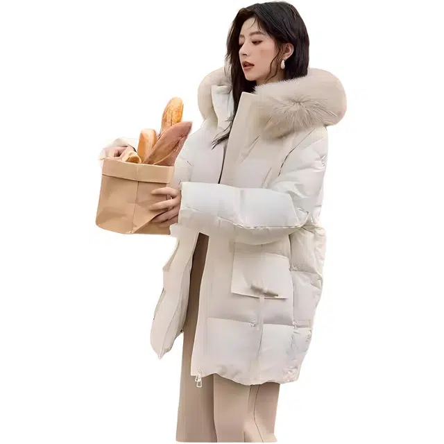 谜秀 加厚通勤连帽长袖羽绒服 女款