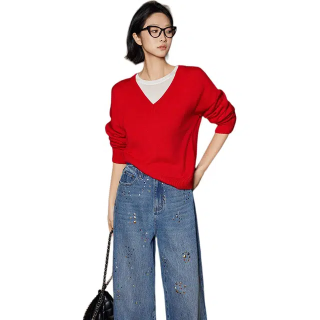 美洋 长袖宽松套头毛衣 女款