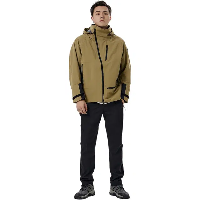 雅鹿  连帽宽松纯色外套  秋冬 防水防风冲锋衣 男女同款