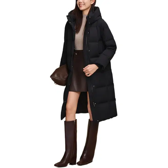 波司登 商务过膝长款加厚保暖连帽时尚羽绒服 女款