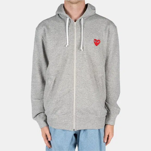 CDG Play Hoodie Grey