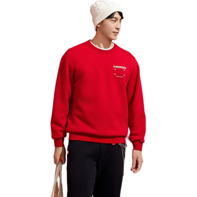 乔丹 质燥运动生活系列 字母圆领舒适透气百搭休闲宽松卫衣 男款 锦鲤红