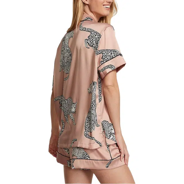 Victoria's Secret Satin Short Pajama SetEvening Blush Leopards