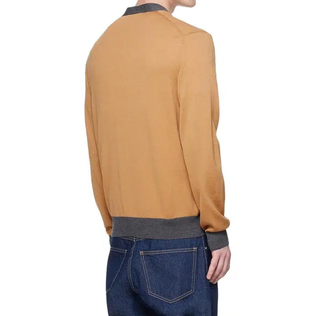 Maison Kitsune V-Neck Cardigan Yellow