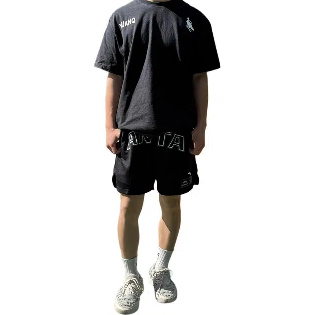 超级安踏 字母中腰系带透气百搭五分宽松篮球裤 男款 泥沙灰