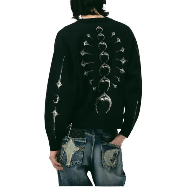THUG CLUB FW25 FW25 TC Bone Knit Cardigan logo