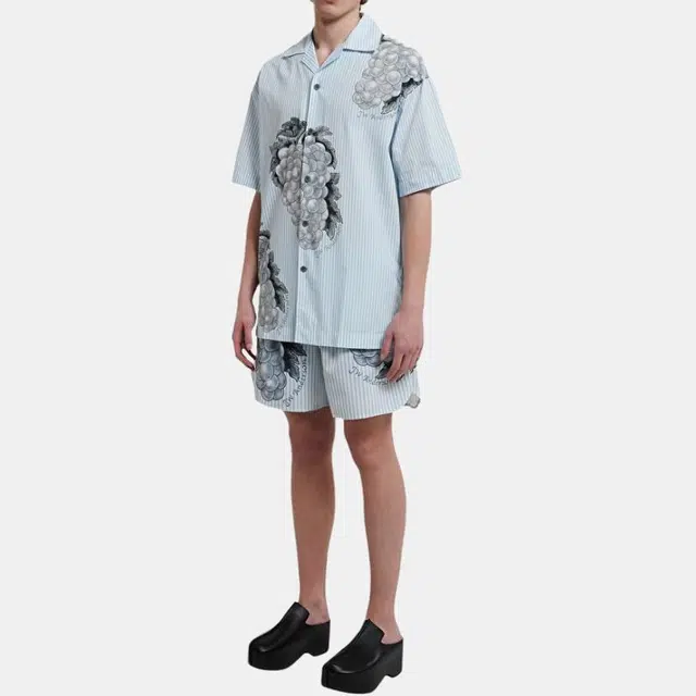 JW Anderson Floral Print Short Sleeve Shirt Blue