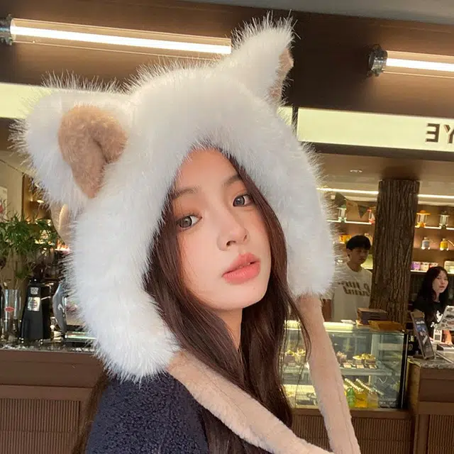 【秋冬必备~通勤百搭】 攸委 可爱狐狸耳朵针织毛绒帽子女冬季保暖加绒加厚 涤纶 学生时尚潮流防寒雷锋帽护耳帽绒线帽 男女同款情侣款