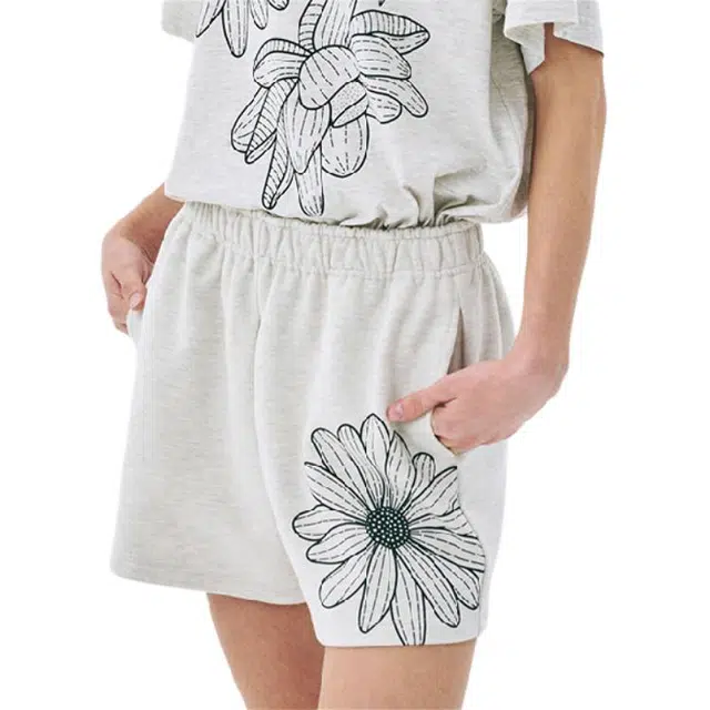 MARDI MERCREDI SS25 SWEAT SHORTS FLOWER_OATMEAL BLACK