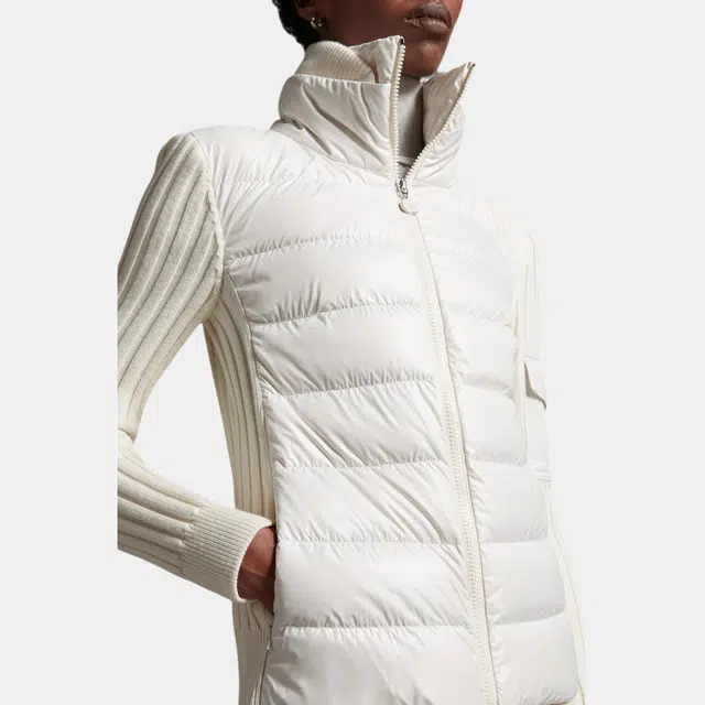 Moncler Padded Wool Cardigan Logo