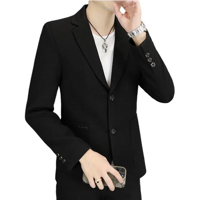 太子龍 西服外套修身潮流两粒扣休闲平驳领春秋纯色西装 男款