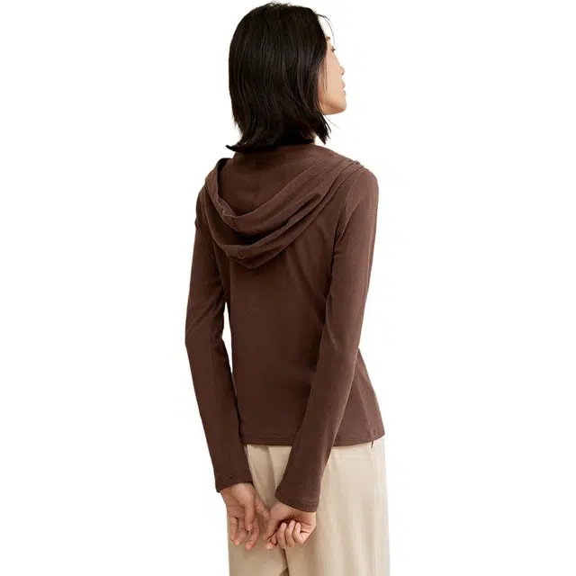 Mohan Yimei Hoodie Knit Sweater Deep Coffee