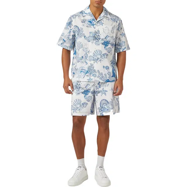 范思哲 珊瑚剧院棉质衬衫 男款 蓝白色