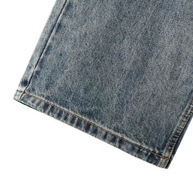 希越 美式复古水洗做旧潮牌宽松直筒阔腿垂感拖地长牛仔裤 男款